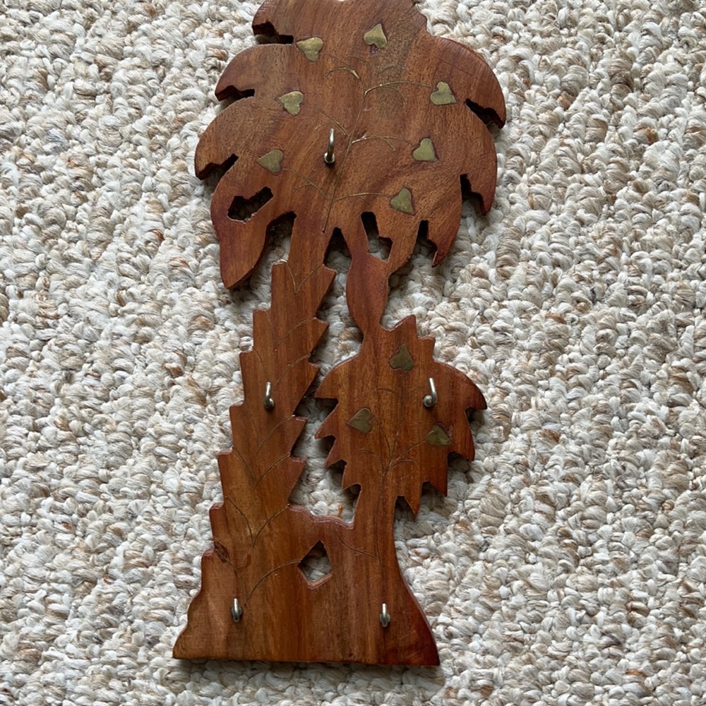 Hand Carved Wooden Palm Tree Key Hanger